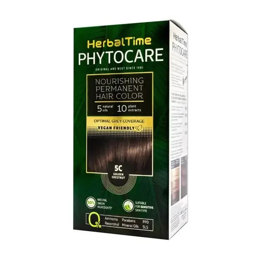 Herbal Time Phytocare, краска для волос 5C, «золотисто-каштановый», 130 мл: цены и характеристики