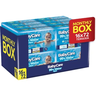 BABYCARE Детские салфетки, 99 % воды (16 упаковок по 72 штуки) 1152 штуки