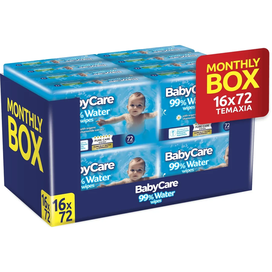 BABYCARE Детские салфетки, 99 % воды (16 упаковок по 72 штуки) 1152 штуки: цены и характеристики