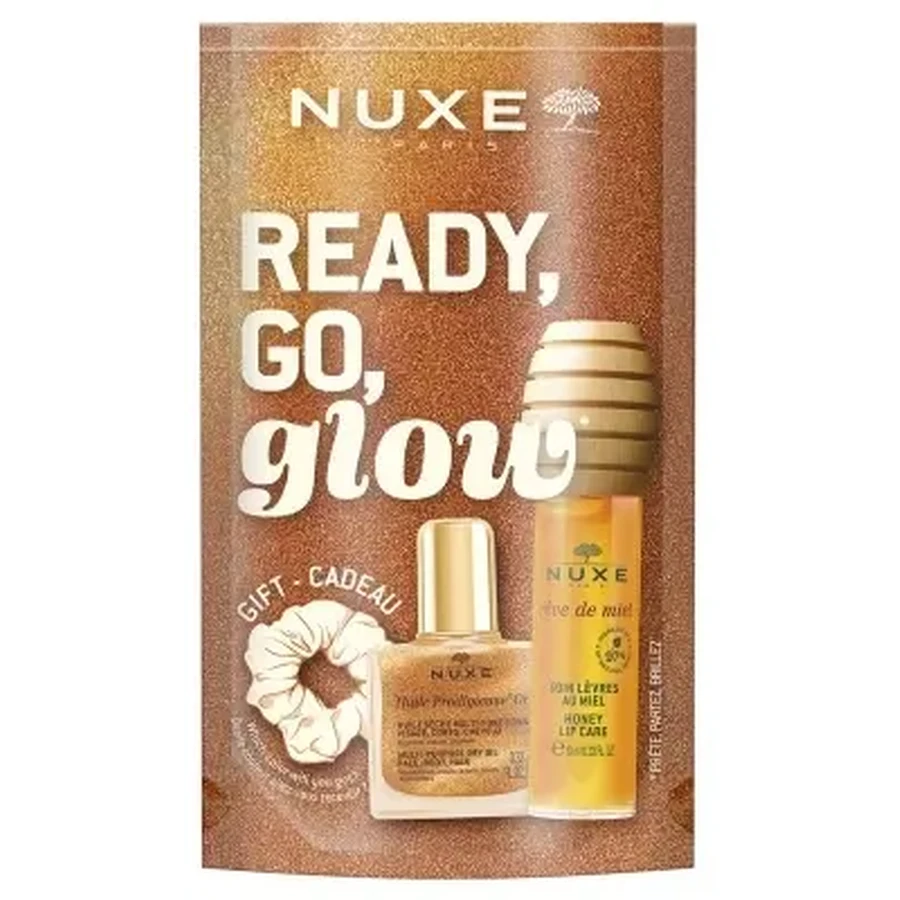 Бальзам для губ с медом Nuxe Rêve de Miel 10 мл + Huile Prodigieuse Gold 10 мл + резинка для волос в подарок: цены и характеристики