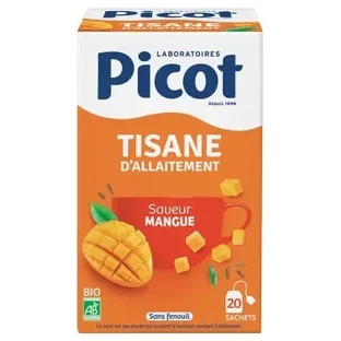 Органічний трав'яний чай зі смаком манго для годуючих матерів Picot, 20 пакетиків