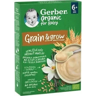 GERBER Organic Baby Cereal с пшеницей, овсом и ванильным ароматом. С 6 месяцев. 200 г