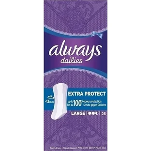 ALWAYS Dailies Extra Protect Large Серветки з підвищеним вбиранням 2,5 краплі, 26 штук