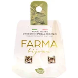 FARMA BIJOUX Гипоаллергенные серьги с квадратными кристаллами 6 мм