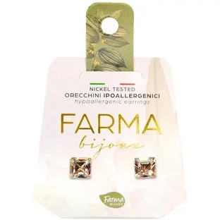 FARMA BIJOUX Гипоаллергенные серьги с квадратными кристаллами 6 мм