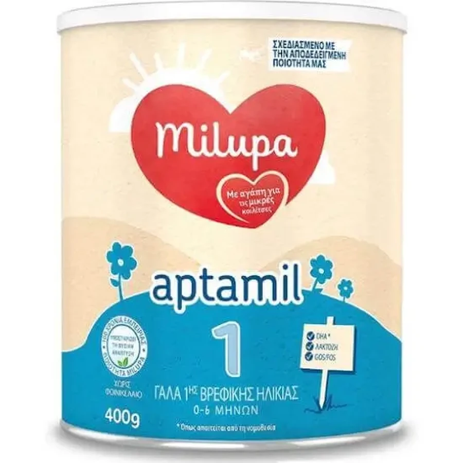 MILUPA Aptamil 1 Молочна суміш для немовлят віком від 0 до 6 місяців, 400 г: ціни та характеристики