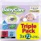 BABYCARE Успокаивающие детские салфетки с лавандой на основе чистой воды, тройная упаковка (3 упаковки по 72 штуки) — всего 216 штук