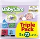 BABYCARE Заспокійливі дитячі серветки з чистою водою та лавандою, потрійний набір (3 пачки по 72 штуки) 216 штук