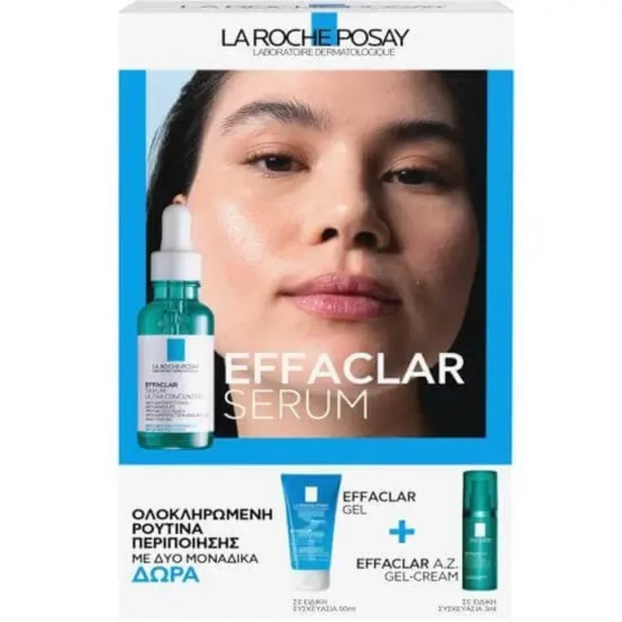 LA ROCHE POSAY Акційна пропозиція: сироватка Effaclar проти стійких недоліків шкіри, 30 мл, гель Effaclar, 50 мл та гель-крем Effaclar A.Z, 3 мл: ціни та характеристики