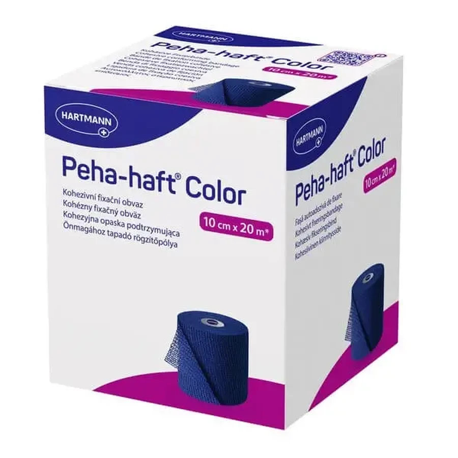 Peha-haft Color, фіксуюча пов’язка, когезивна, синя, 10 см × 20 м, 1 шт.: ціни та характеристики