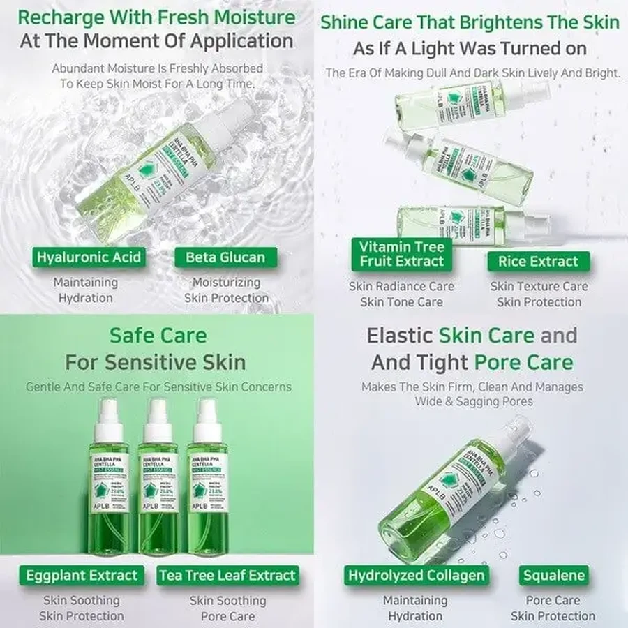 APLB AHA BHA PHA Centella Mist Essence, спрей-эссенция для лица с кислотами и центеллой азиатской, 105 мл: цены и характеристики