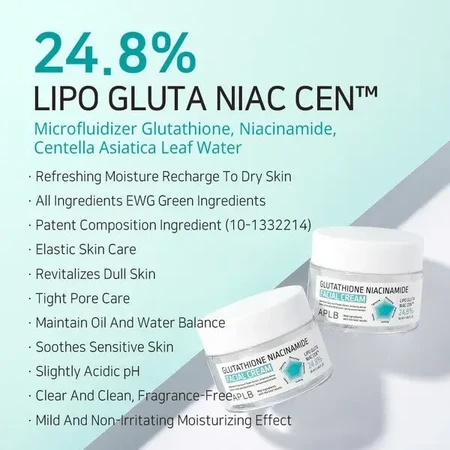 APLB Glutathione Niacinamide Facial Cream, осветляющий крем для лица с глутатионом и ниацинамидом, 55 мл: цены и характеристики