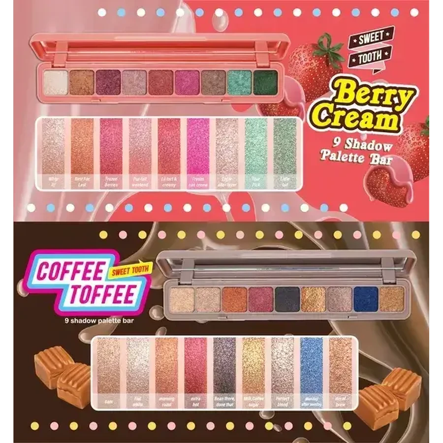 J.Cat Beauty Sweet Tooth 9 Shadow Palette Bar, палітра тіней для повік, 102 Coffee Toffee, 7,2 г: ціни та характеристики