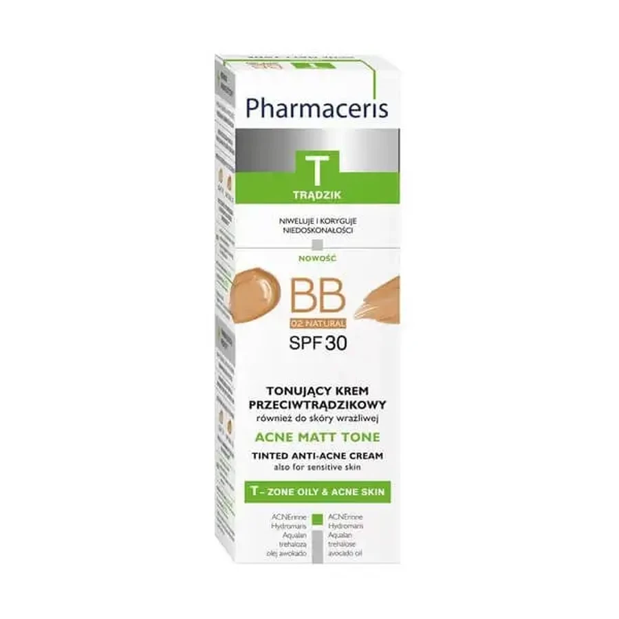 Pharmaceris T Acne Matt Tone, BB-крем против акне, 02 natural, 30 мл: цены и характеристики