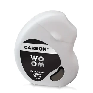 WOOM Carbon+, зубна нитка, що розбухає, з активованим вугіллям, 30 м