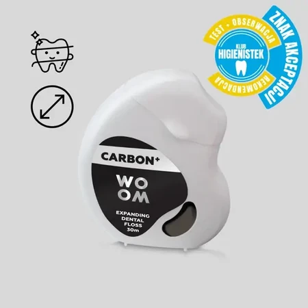 WOOM Carbon+, разбухающая зубная нить с активированным углем, 30 м: цены и характеристики