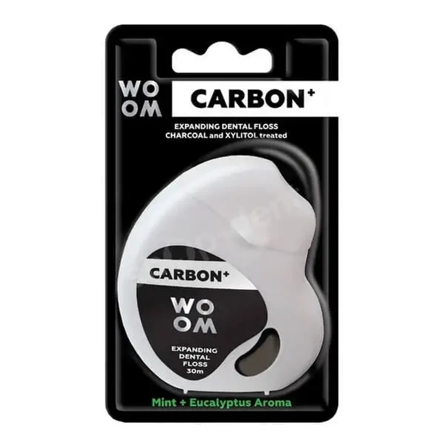 WOOM Carbon+, разбухающая зубная нить с активированным углем, 30 м: цены и характеристики