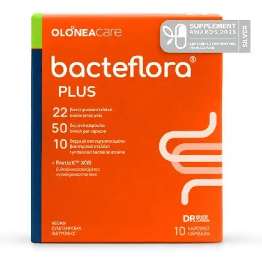 OLONEA BacteFlora Plus с пробиотиками и пребиотиками для ежедневного приема с улучшенным составом, 10 капсул на растительной основе: цены и характеристики