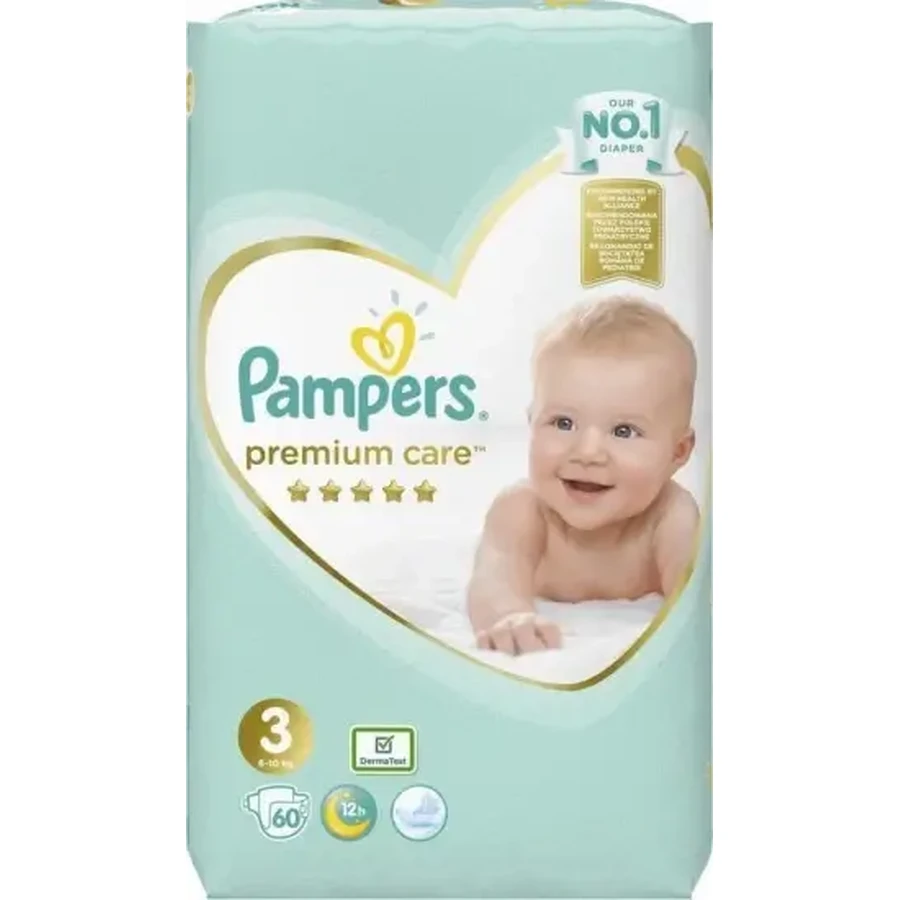 PAMPERS Детские подгузники Premium Care № 3, 6–10 кг, 60 штук, упаковка Jumbo Pack: цены и характеристики