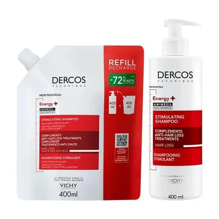 Набір Dercos Energy+, зміцнюючий шампунь, 400 мл + запасна упаковка, 400 мл: ціни та характеристики
