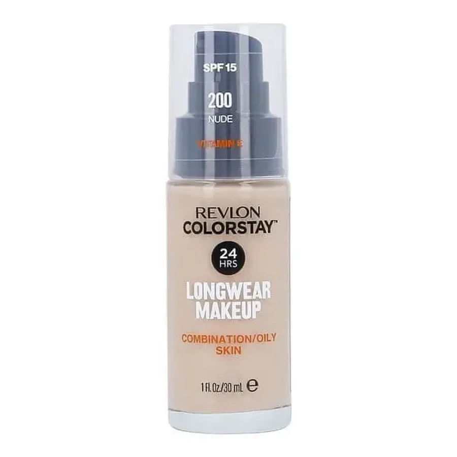 Revlon Colorstay Longwear Makeup SPF 15, тональний крем із дозатором для жирної та комбінованої шкіри, відтінок 200 Nude, 30 мл: ціни та характеристики