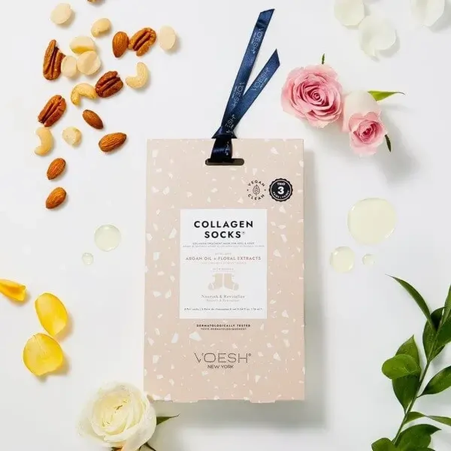 Voesh, Collagen Socks, коллагеновая маска для пяток и стоп с аргановым маслом, носки, 3 пары: цены и характеристики