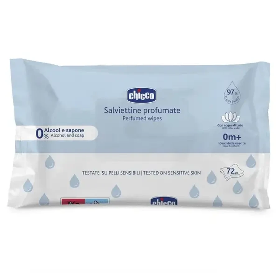 CHICCO Ароматизированные салфетки Детские салфетки без спирта и мыла, 72 шт.: цены и характеристики