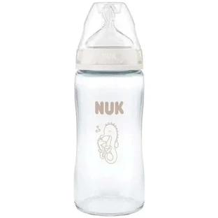 NUK First Choice Стеклянная бутылочка с силиконовым соском и индикатором температуры для детей от 3 месяцев, 240 мл