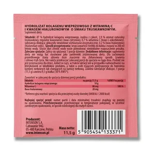 Intenson Коллаген + гиалуроновая кислота + витамин С, порошок,  клубничный вкус, 11,5 г