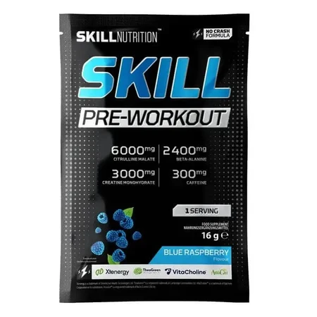 Skill Nutrition Pre-Workout, порошок, вкус «голубая малина», 16 г: цены и характеристики