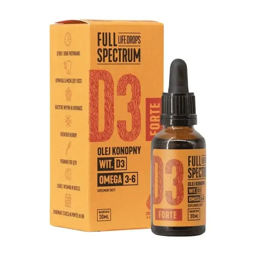 Full Spectrum, Витамин D3 FORTE, конопляное масло, капли, 30 мл: цены и характеристики