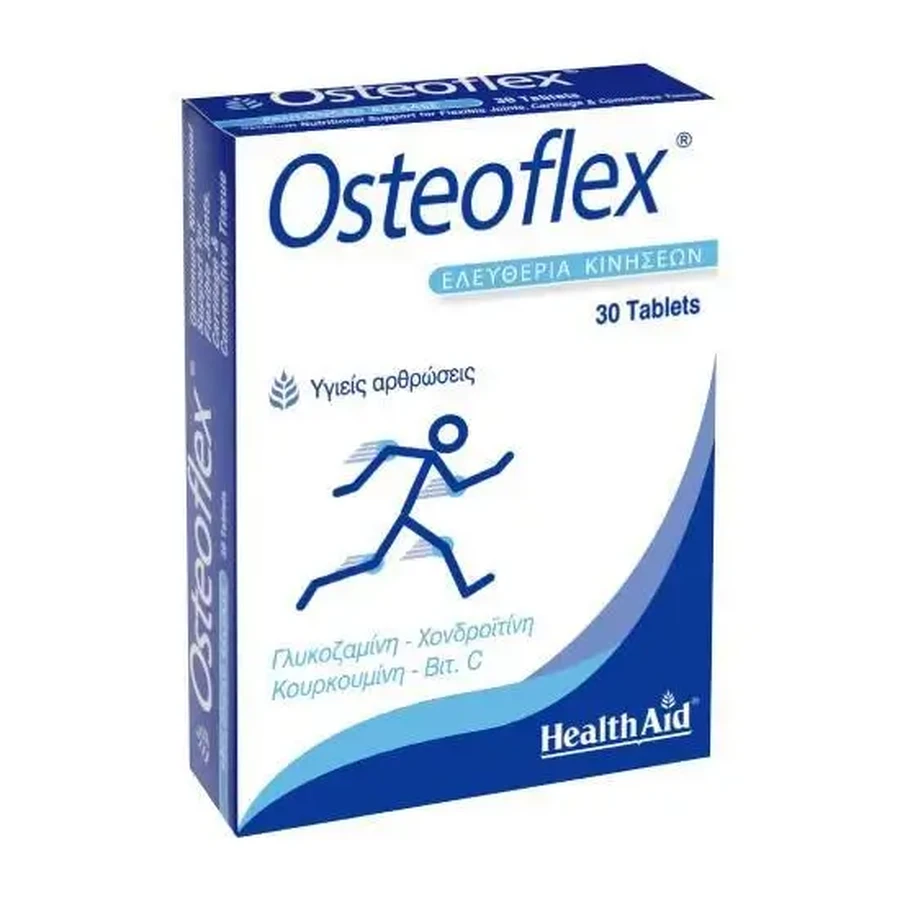 HEALTH AID Osteoflex Single Release для гибкости суставов с глюкозамином, хондроитином, витамином C, марганцем и куркумой, 30 таблеток: цены и характеристики