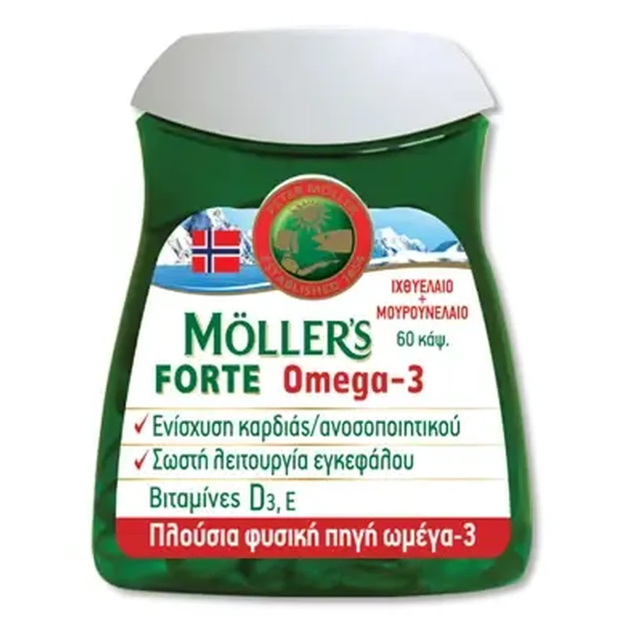 MOLLER'S Forte Омега-3: суміш риб’ячого жиру та печінкового жиру тріски, 60 капсул: ціни та характеристики
