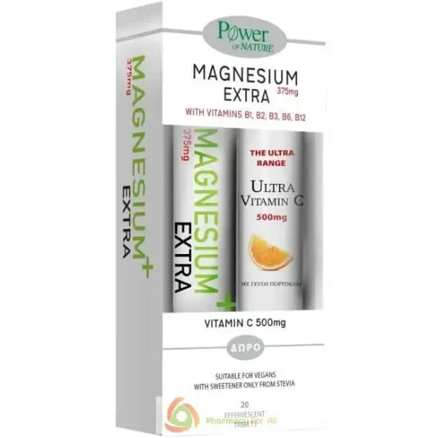 POWER HEALTH Магний Экстра 375 мг, 20 шипучих таблеток, и витамин C 500 мг, 20 шипучих таблеток: цены и характеристики