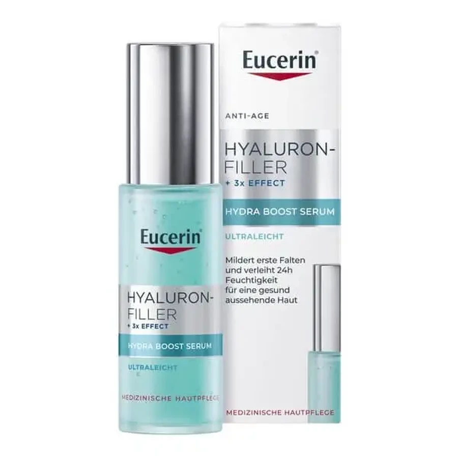 Eucerin Hyaluron-Filler +3x Effect Hydra Boost Serum, надлегкий бустер, що інтенсивно зволожує протягом 24 годин, 30 мл: ціни та характеристики