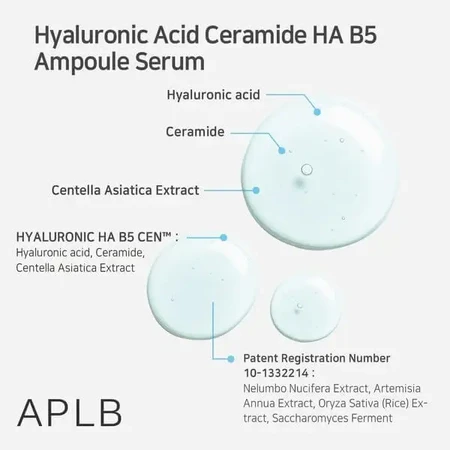 APLB Hyaluronic Acid Ceramide HA B5 Ampoule, зволожуюча сироватка для обличчя з гіалуроновою кислотою, церамідами та вітаміном B5, 40 мл: ціни та характеристики