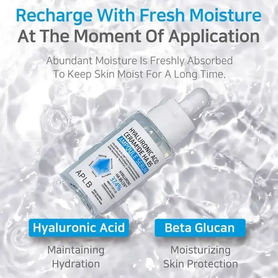 APLB Hyaluronic Acid Ceramide HA B5 Ampoule, зволожуюча сироватка для обличчя з гіалуроновою кислотою, церамідами та вітаміном B5, 40 мл: ціни та характеристики