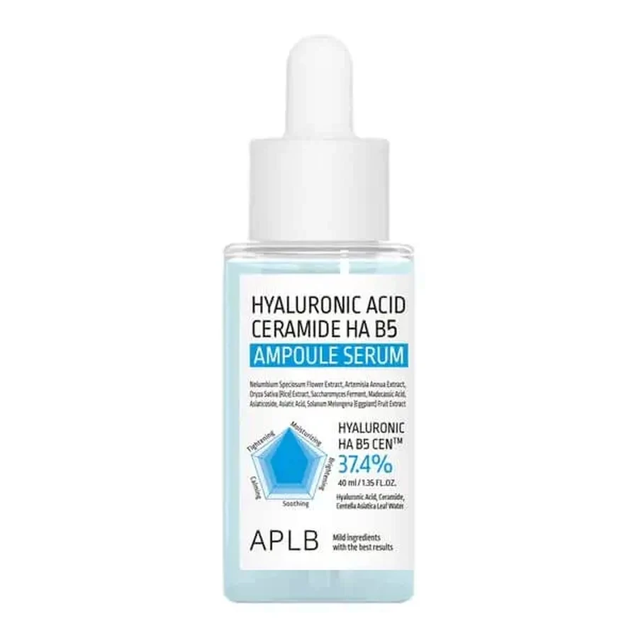 APLB Hyaluronic Acid Ceramide HA B5 Ampoule, зволожуюча сироватка для обличчя з гіалуроновою кислотою, церамідами та вітаміном B5, 40 мл: ціни та характеристики