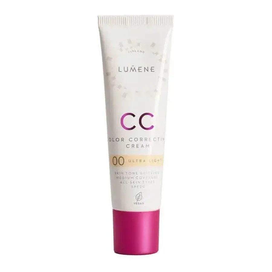 Lumene CC Color Correcting Cream, коригувальний крем CC SPF 20, 00 Ultra Light (W), 30 мл: ціни та характеристики