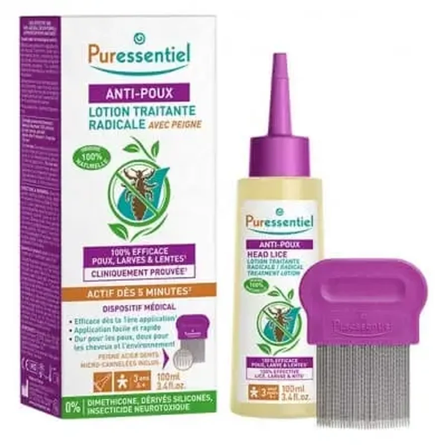 Лосьйон проти вошей Puressentiel 100 мл + гребінець: ціни та характеристики