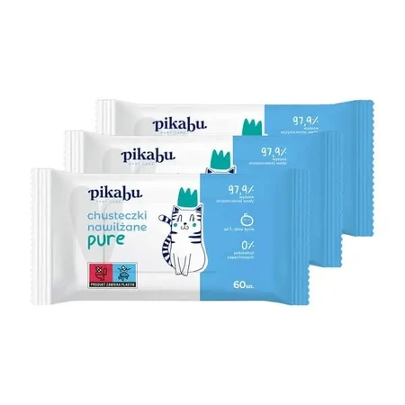 Набор из 3 упаковок Pikabu Baby Care, влажные салфетки Pure, 60 шт.: цены и характеристики
