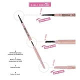 J.Cat Beauty Brow-LA 3-in-1 Mapping &amp; Shaping Brow Pencil, олівець для моделювання брів 3-в-1, 103 Medium Cool Brown, 0,08 г