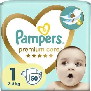 PAMPERS Premium Care Newborn Value Pack № 1 для детей весом 2–5 кг, 50 штук