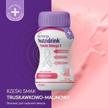 Nutridrink Protein Omega 3, набір MEGA Pack зі смаком полуниці та малини (6 × 4) × 125 мл: ціни та характеристики