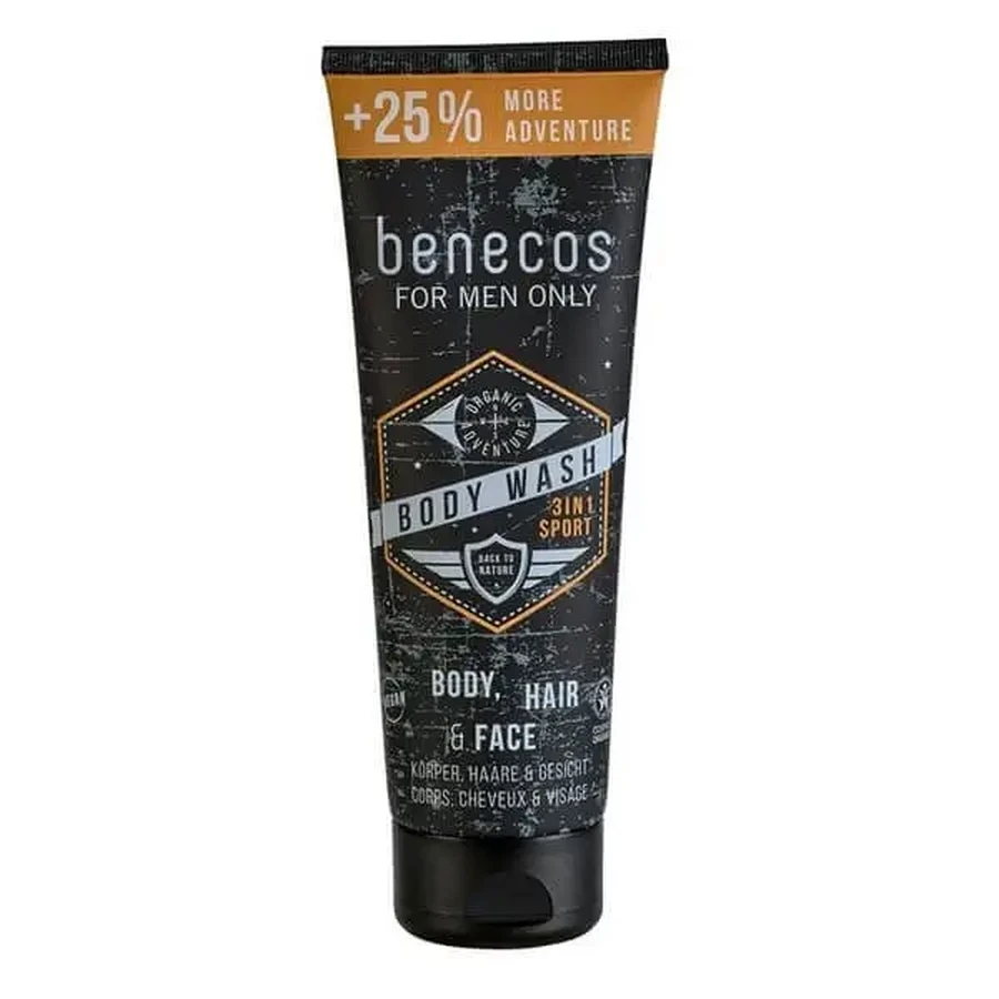 Benecos For Men Only, натуральний гель 3 в 1 «Спорт» для миття тіла, обличчя та волосся, 250 мл: ціни та характеристики