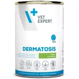Диетический влажный корм для собак с кроликом и тыквой «Dermatosis», 400 г, Vetexpert