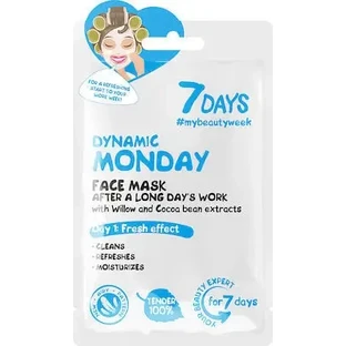 7DAYS Dynamic Monday Sheet Mask Маска для обличчя з вербою та какао, 28 г