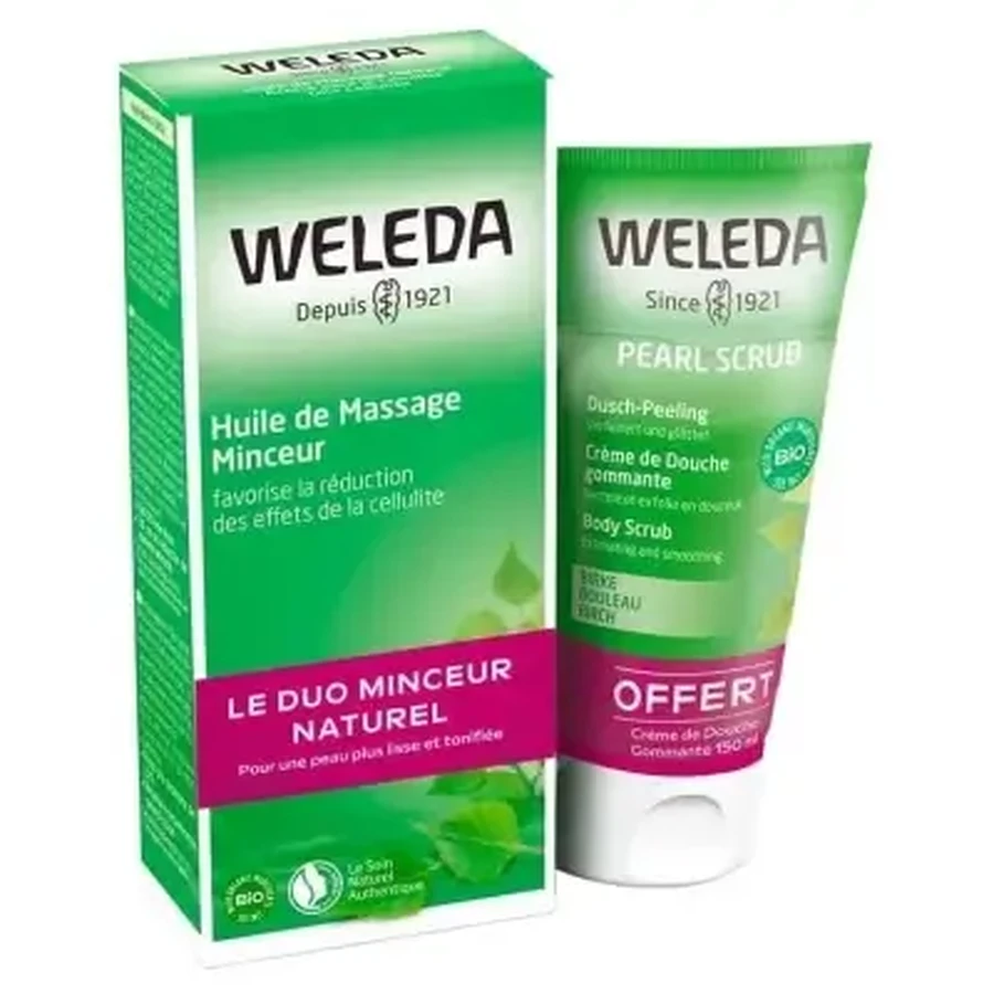 Масажне масло для схуднення з березою Weleda 200 мл + скраб-крем для душу Pearl Scrub у подарунок 150 мл: ціни та характеристики
