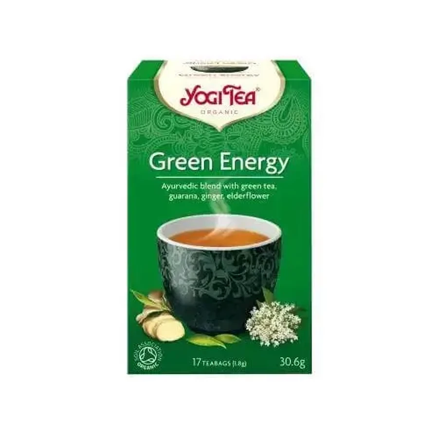 YOGI TEA Green Energy Органический зеленый чай для тонизирования, 17 пакетиков, 30,6 г: цены и характеристики