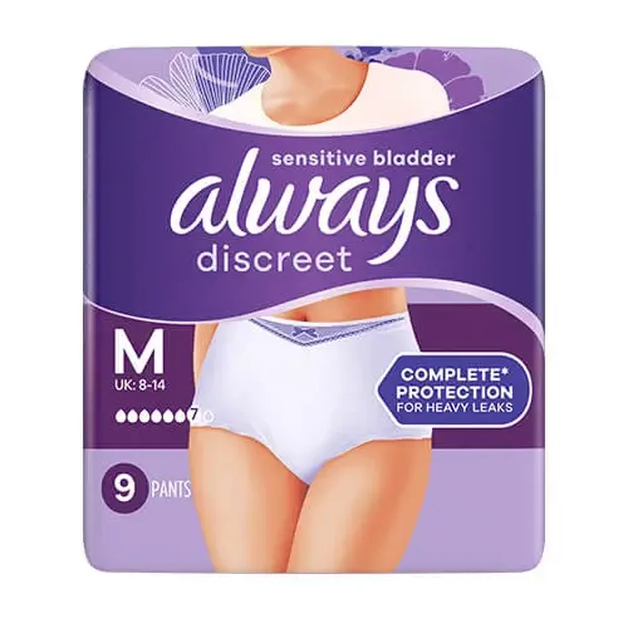 Always | Непомітні трусики Plus Medium | Ультрапоглинаюча гігієнічна білизна | 9 шт.: ціни та характеристики